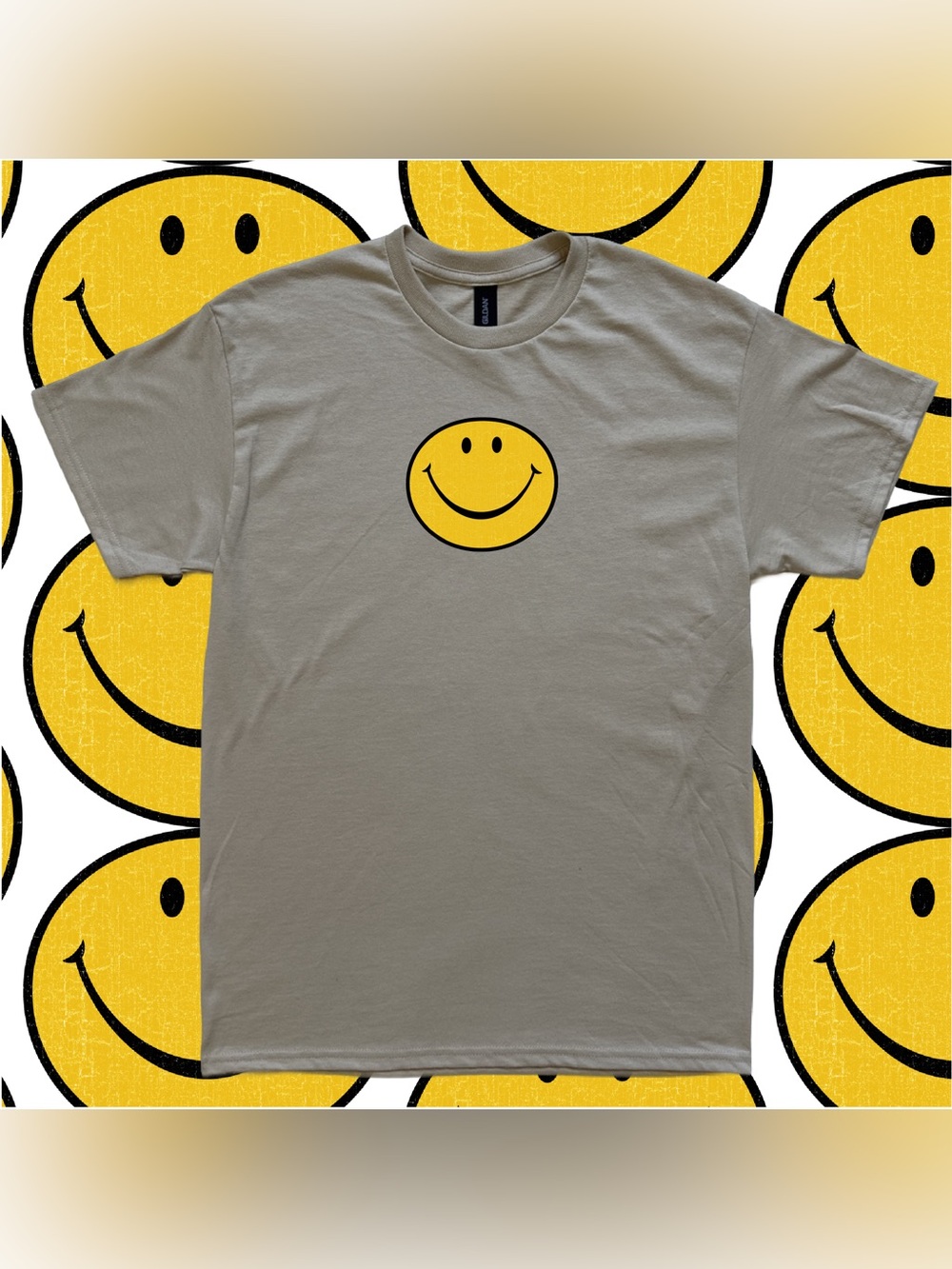 Vintage smiley face reproduction novelty graphic tee